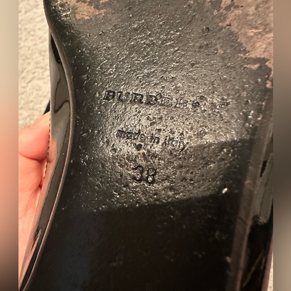 Burberry Black/Beige Nova Check Patent Leather Buckle Ballet Flats - Size 38 - Picture 8 of 9